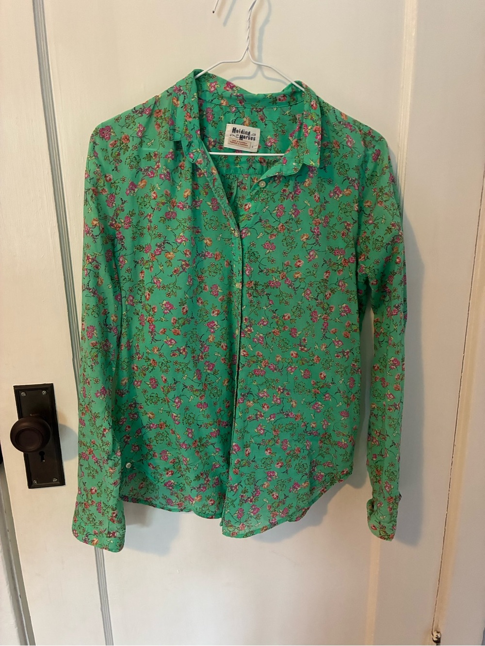HOLDING HORSES Green Floral Button-Down Shirt